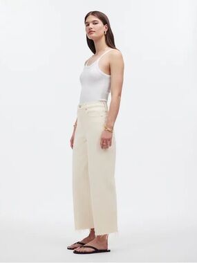 Madewell The Perfect Vintage Wide-Leg Crop Jean Vintage Canvas 28 Raw Hem Ecru